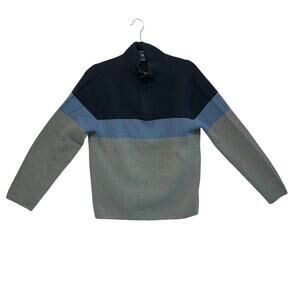 Gap Colorblock 1/4 Zip Pullover Sweater Vintage Men's Sz S Blue Gray Casual